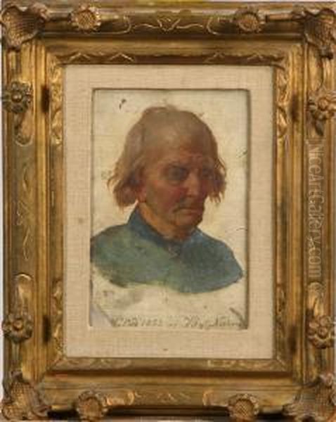 Portrattstudie, Signerad Och Daterad Bgt Nordenberg 1853, Olja Pa Kartong, 18 X 12 Cm - view 1