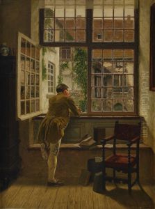 Interior Med Pojke Vid Fonster by Henrik Nordenberg