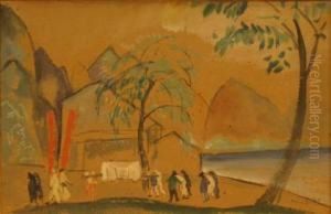 Japanese Scene by Bror Julius Olsson Nordfeldt