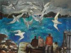 Fishermen And Seagulls, Northern California