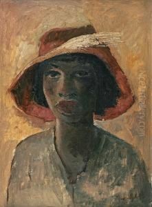 Portrait Of A Woman Wearing A Floppy Hat Portrait Of A Woman Wearing A Floppy Hat