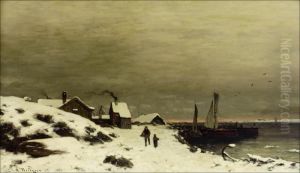 Talvipaiva Kalastajakylassa. by Axel Wilhelm Nordgren