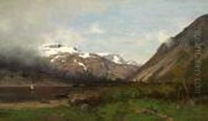 Fjellvann Med Bater by Axel Wilhelm Nordgren