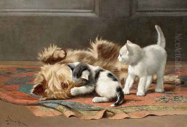 Playful Terrier and Kittens, circa 1880 - view 1