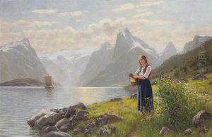 A Young Beauty By A Fjord by Emma Pastor Normann