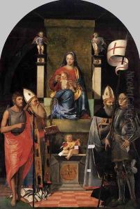 Virgin and Child Enthroned with Saints c.1510 by Giovanni Agostino Da Lodi
