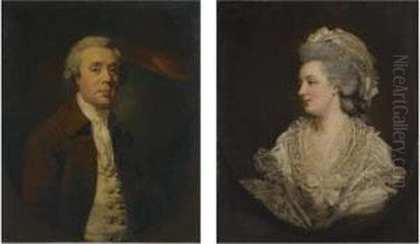 Portrait Of Richard Baylay Of
Stoke Damerall Near Plymouth; And Portrait Of His Wife Mary Baylay, Both
Half Length - view 1