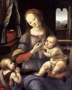 Madonna with the Christ Child and St John the Baptist by Lorenzo Di Credi