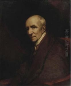 Portrait Of A Gentleman, Seated Half-length, In A Brown Coat On Ared Chair by James Northcote