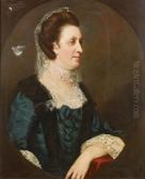 Portrait Of A Lady, Said To Be
Catherine Northcote, Half-length, In A Blue, Lace-trimmed Dress With A
White Lace Cap - view 1