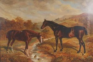 Two Horses Bya Brook by Benjamin Cam Norton