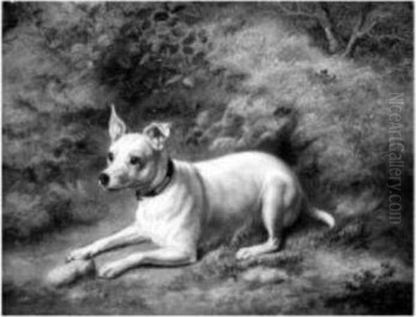 White Terrier In A Landscape - view 1