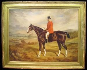 Horse And Rider In An Extensive Landscape by Benjamin Cam Norton