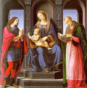 The Virgin and Child with St Julian and St Nicholas of Myra 1490-92