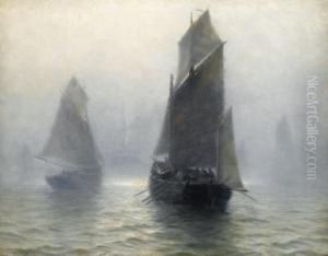 Sailing Boats In The Mist by William Edward Norton