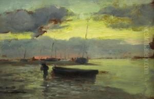 Boats At Sunset by William Edward Norton