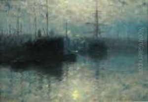 Boston Harbour, Moonlight by William Edward Norton