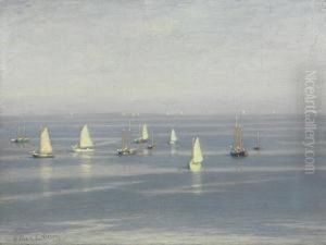 Sailboats At Sea by William Edward Norton