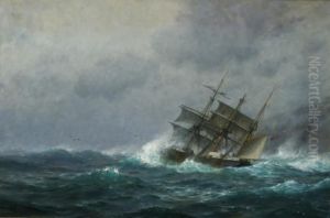 Ship In Dangerous Waters Off The Maine Coast by William Edward Norton