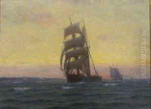 Sailing At Sunset by William Edward Norton