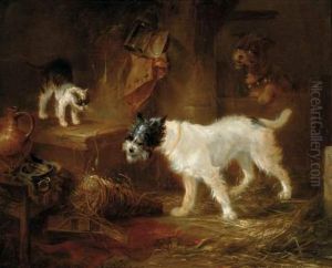 Tafereel Met Honden En Kat by Zacharias Noterman