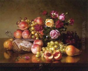Fruit Still Life with roses and Honeycomb by Robert Spear Dunning