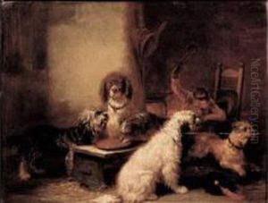 Reunion De Chiens Et Singe by Zacharias Noterman