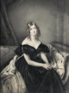 Portrait Of A Lady, Seated, In Evening Dress by Johannes Notz