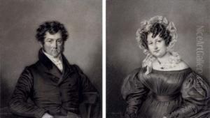 A Portrait Of A Man, Bust-length; And A Portrait Of A Woman, Bust-length by Johannes Notz