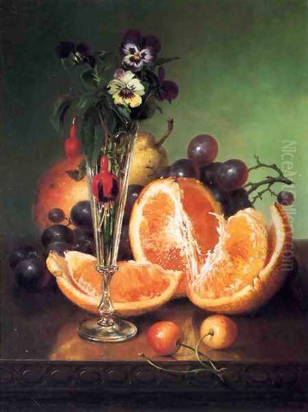 Fruit, Flowers and a Wineglass on a Tabletop - view 1