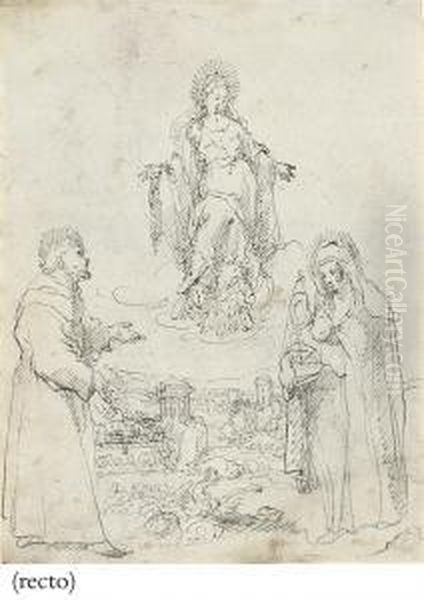 Saints Francis And Clare Interceding With The Madonna On Behalf Of A Town - view 1