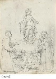 Saints Francis And Clare Interceding With The Madonna On Behalf Of A Town