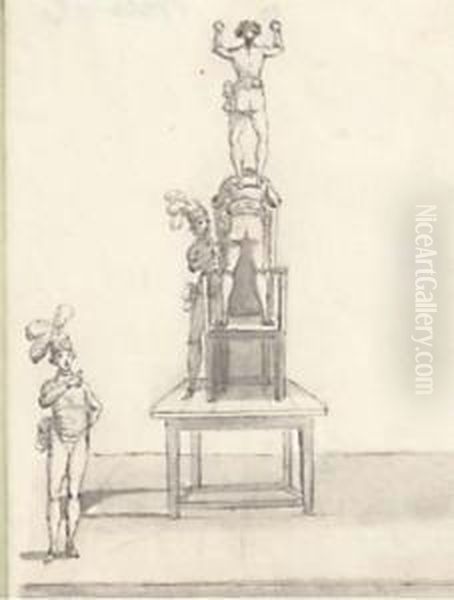 Two Acrobats Performing On A Chair With Two Assistants - view 1
