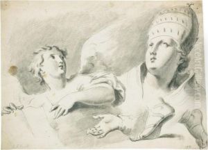 Studio Di Testa Di Papa Con Angelo by Pietro Novelli