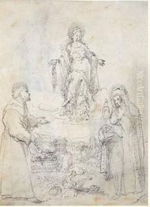 La Vierge En Gloire Adoree Par Deux Saints