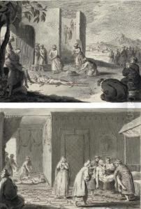 Figures Praying Around The Body Of A Dead Man; And A Dog Restoring A Dead Man To Life