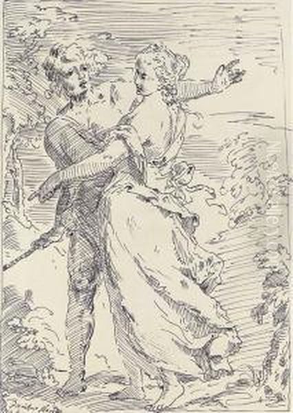 A Shepherd Restraining A Maiden - view 1