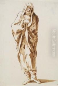 A Standing Man Wrapped In A Robe