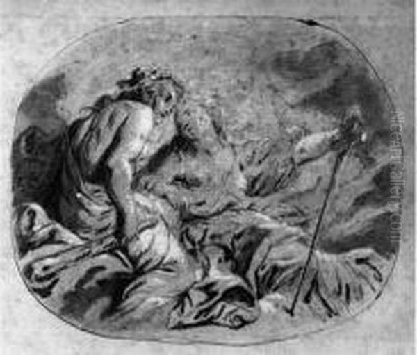Deux Figures Allegoriques (l'une Tenant Une Massue, L'autre Un Glaive). - view 1