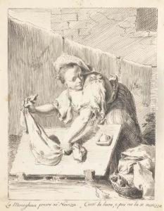 Une Jeune Femme Lavant Du Linge by Pietro Antonio Novelli