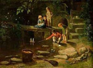 Boy Sailing a Little Boat by Francis Danby