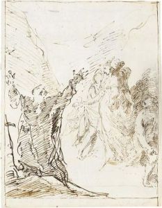 Un Saint Agenouille Devant Une Croix by Pietro Antonio Novelli