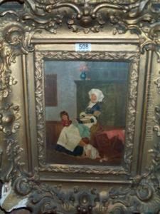 Mother With Children In An Interior by Stefano Novo