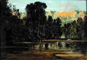 A Wooded Landscape at Sunset by Francis Danby