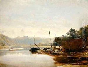 Boat Building near Dinan Brittany by Francis Danby
