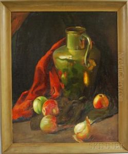 Still Life With Vessel And Fruit. by George Loftus Noyes