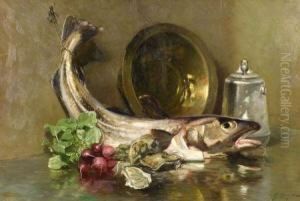Still Life With Fish And Radishes by George Loftus Noyes