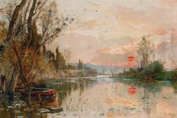 A River Landscape At Sunset - view 1