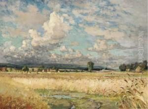 A Village In A Sunlit Landscape