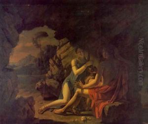 Sappho et Phaon Chantant Leurs Amours Dans Une Grotte by Martin Drolling